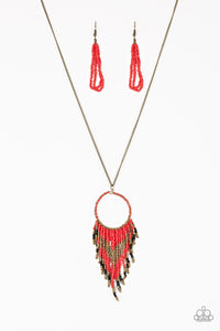 Paparazzi Jewelry & Accessories - Badlands Beauty - Red Seed Bead Necklace. Bling By Titia Boutique