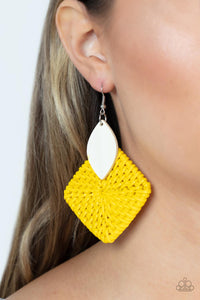 Paparazzi Accessories - Sabbatical WEAVE - Yellow Earrings - Bling By Titia Boutique
