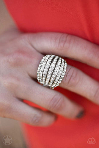 Blinding Brilliance - White Rhinestone Blockbuster Paparazzi Jewelry Ring paparazzi accessories jewelry Ring