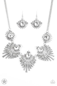 Miss YOU-niverse - Silver Rhinestone Blockbuster Paparazzi Jewelry Necklace paparazzi accessories jewelry Necklaces
