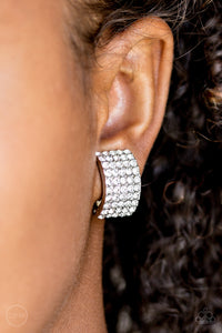 Paparazzi Jewelry & Accessories - Hollywood Hotshot - White Rhinestone Clip-on Earrings. Bling By Titia Boutique