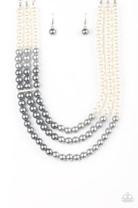 Times Square Starlet - Multi White, Silver, and Gray Pearl Paparazzi Jewelry Necklace paparazzi accessories jewelry Necklace