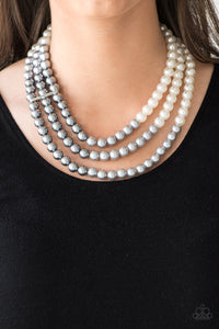 Times Square Starlet - Multi White, Silver, and Gray Pearl Paparazzi Jewelry Necklace paparazzi accessories jewelry Necklace