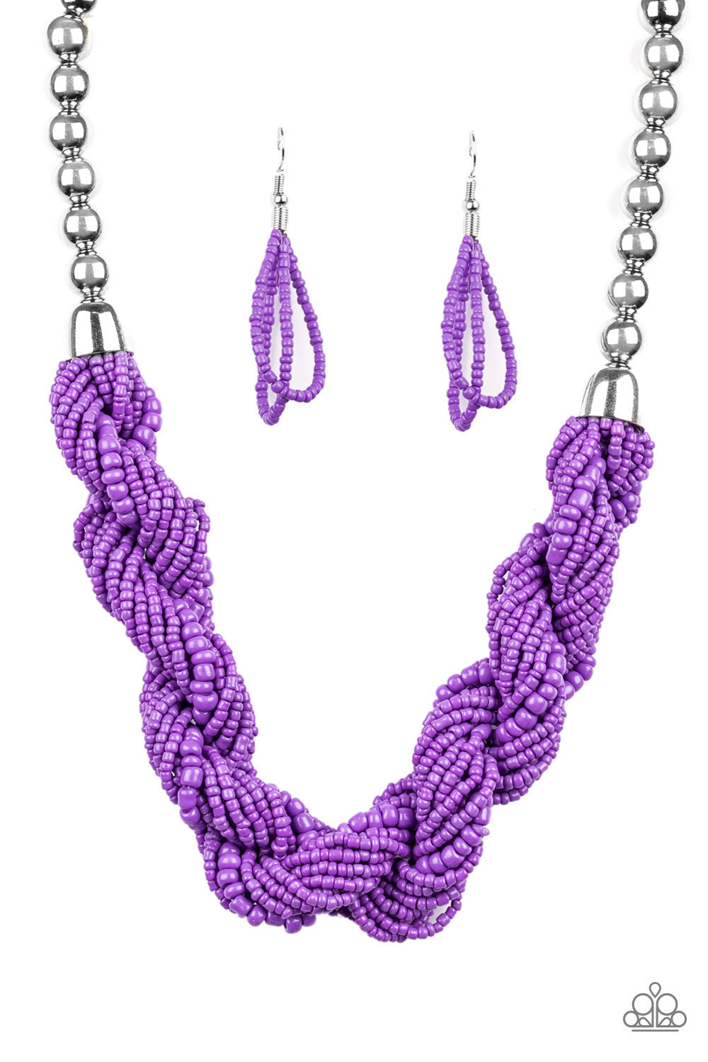 Sunset Herringbone Beaded Rope Necklace Violet