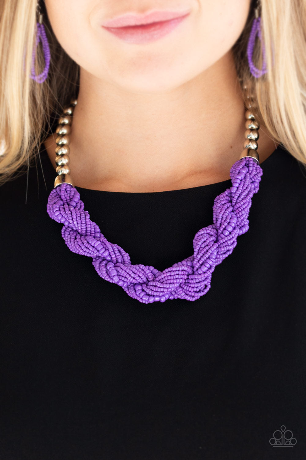 Paparazzi Jewelry & Accessories - Savannah Surfin - Purple Seed Bead Necklace. Bling By Titia Boutique