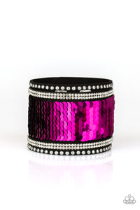 MERMAIDS Have More Fun - Pink and Black Reversible Sequin Paparazzi Jewelry Bracelet paparazzi accessories jewelry Bracelet