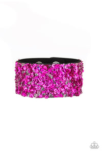 Starry Sequins - Pink Sequin Paparazzi Jewelry Snap Wrap Bracelet paparazzi accessories jewelry Bracelet