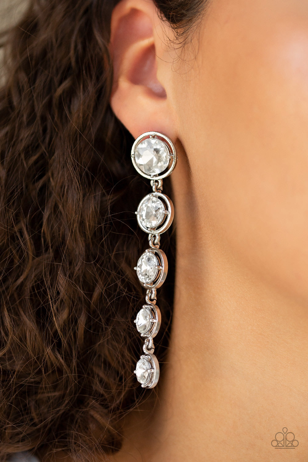 Paparazzi Jewelry & Accessories - Drippin In Starlight - White Rhinestone Earrings. Bling By Titia Boutique