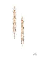 Load image into Gallery viewer, Paparazzi Accessories - Center Stage Status - Gold Rhinestone Earrings