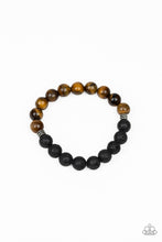 Load image into Gallery viewer, Paparazzi Accessories - Destiny - Brown Tiger Eye Stone Black Lava Bracelet. Bling By Titia