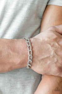 Goalpost - Silver Cable Chain Paparazzi Jewelry Bracelet paparazzi accessories jewelry Bracelet Men