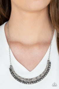 Impressive - Silver Half Moon Hematite Paparazzi Jewelry Necklace paparazzi accessories jewelry Necklace