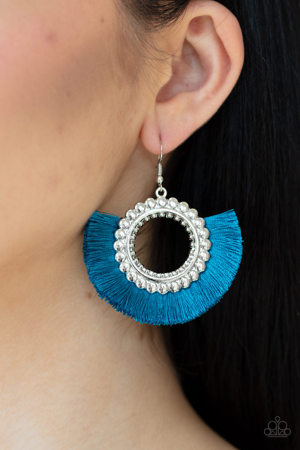 Paparazzi Jewelry & Accessories - Fringe Fanatic - Blue Earrings. Bling By Titia Boutique