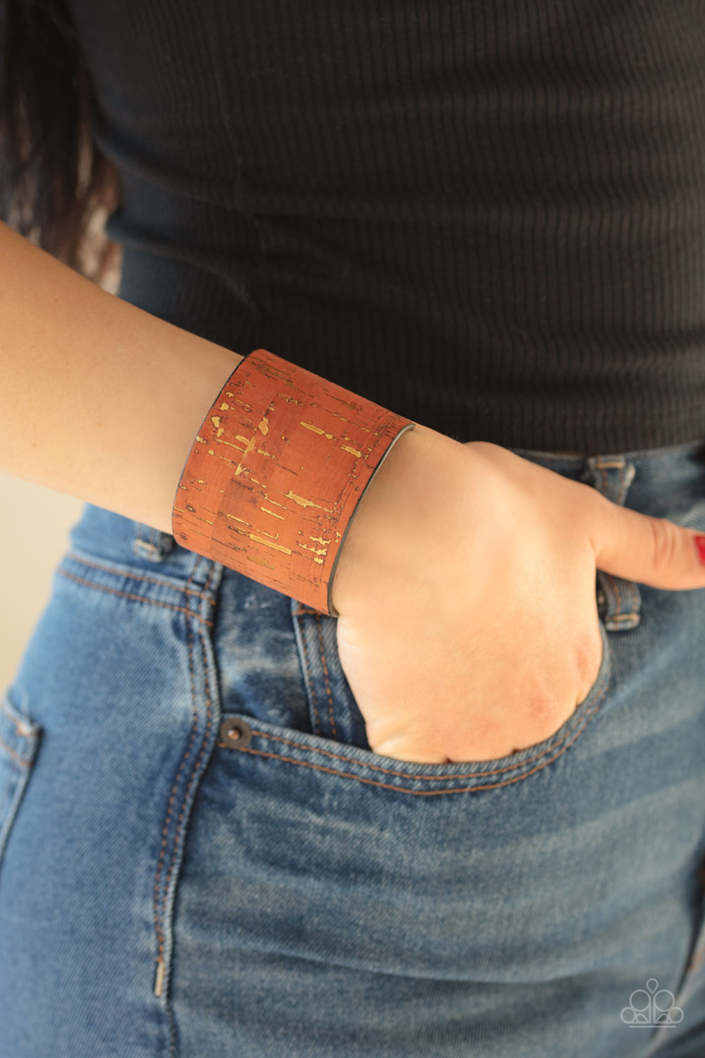 Paparazzi Jewelry & Accessories - Up To Scratch - Orange Cork Cuff Bracelet. Bling By Titia Boutique