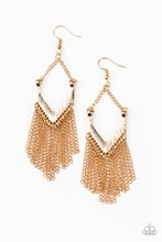Load image into Gallery viewer, Paparazzi Accessories - Unchained Fashion - Gold Fringe Bead Earrings