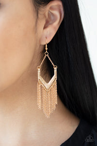 Paparazzi Jewelry & Accessories - Unchained Fashion - Gold Fringe Bead Earrings. Bling By Titia Boutique