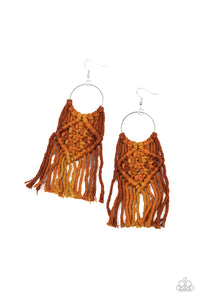Paparazzi Jewelry & Accessories - Macrame Rainbow - Brown Earrings. Bling By Titia Boutique