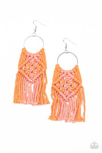 Paparazzi Jewelry & Accessories - Macrame Rainbow - Orange Earrings. Bling By Titia Boutique