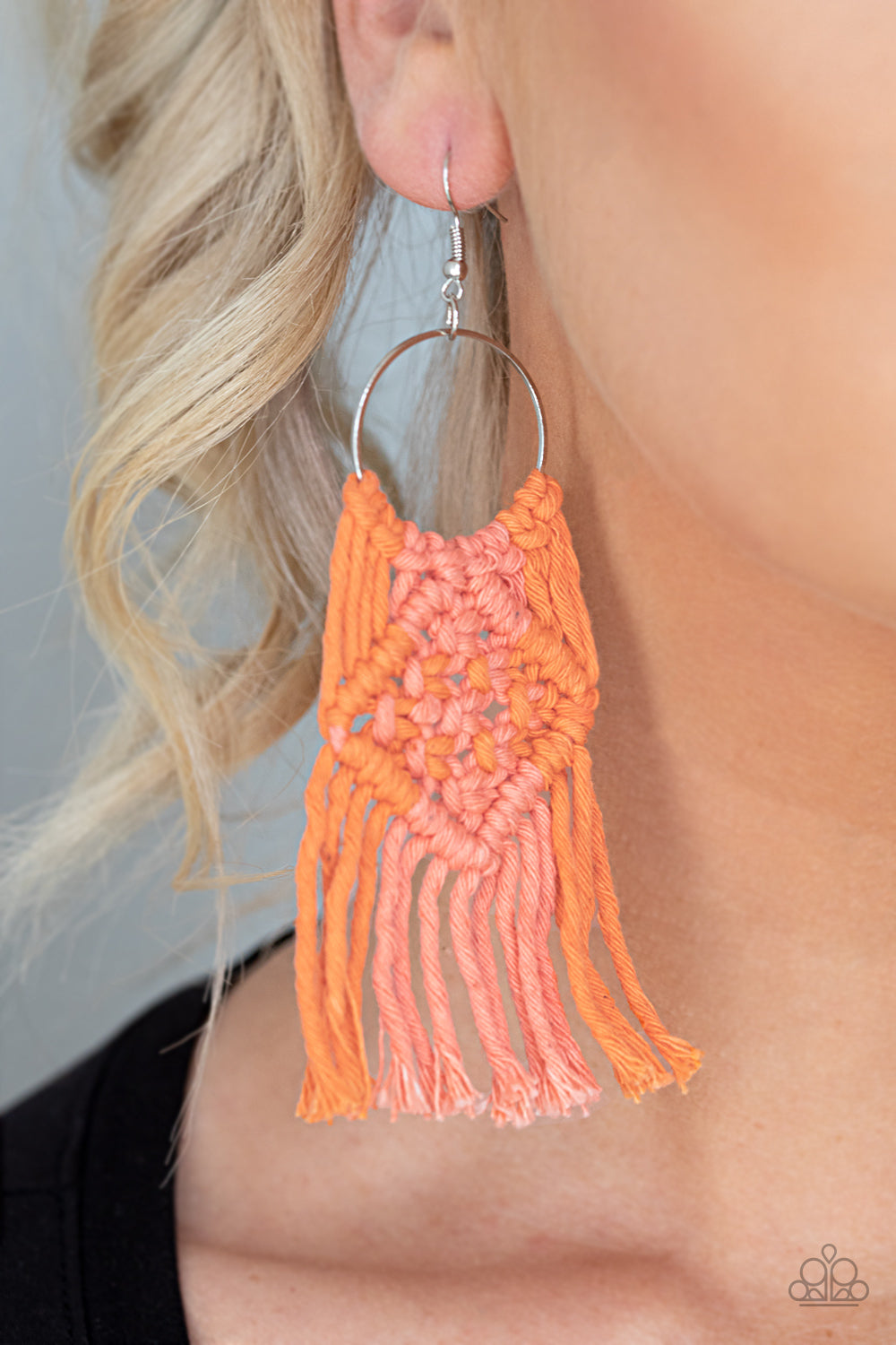 Paparazzi Jewelry & Accessories - Macrame Rainbow - Orange Earrings. Bling By Titia Boutique