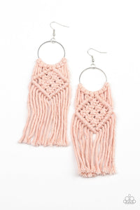 Paparazzi Jewelry & Accessories - Macrame Rainbow - Pink Earrings. Bling By Titia Boutique