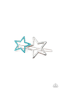 Paparazzi Jewelry & Accessories - Lets Get This Party STAR-ted! - Blue Hair Clip. Bling By Titia Boutique