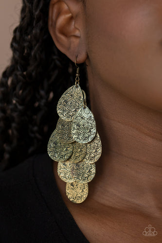Paparazzi Jewelry & Accessories - Hibiscus Harmony - Brass Earrings. Bling By Titia Boutique