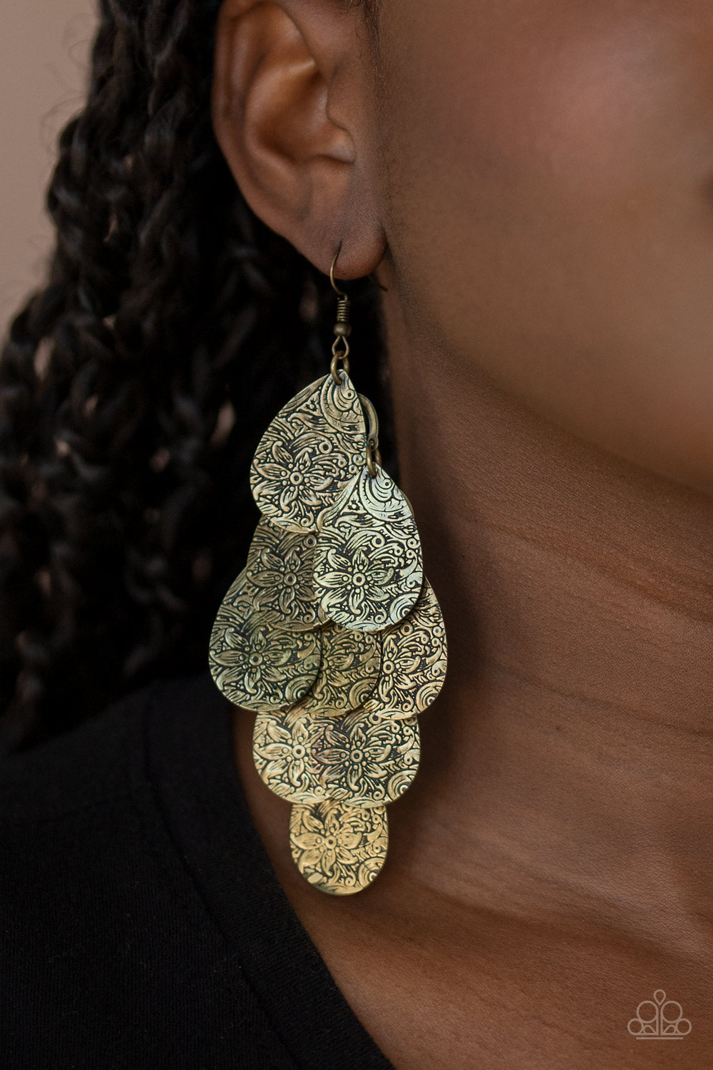 Paparazzi Jewelry & Accessories - Hibiscus Harmony - Brass Earrings. Bling By Titia Boutique