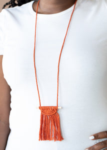 Paparazzi Jewelry & Accessories - Between you and MACRAME - Orange Necklace. Bling By Titia Boutique. Bling By Titia Boutique