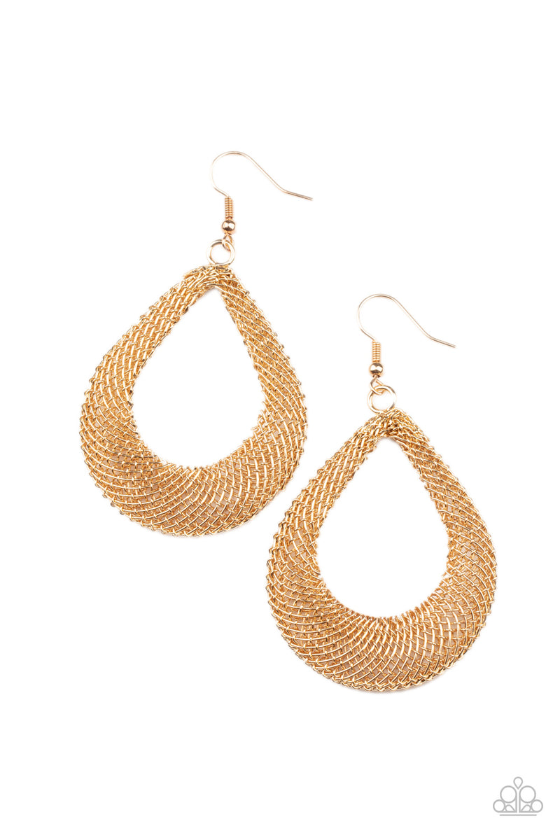 Paparazzi Accessories - A Hot Mesh - Gold Earrings