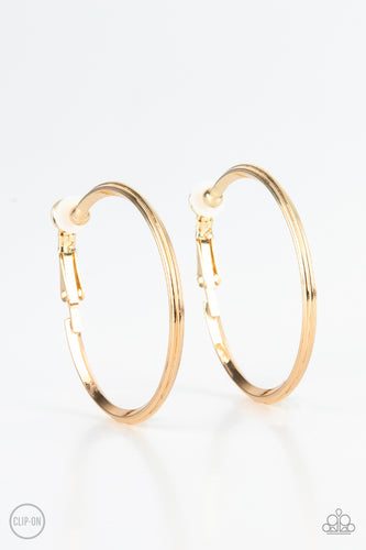 Paparazzi Accessories - Paparazzi Accessories - City Classic - Gold Clip-on Hoop Earrings - Bling By Titia Boutique