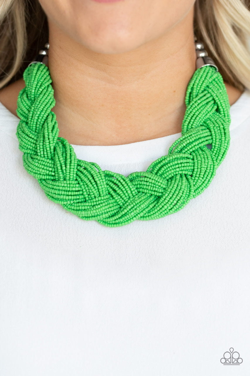 Paparazzi Jewelry & Accessories - The Great Outback - Green Seed Bead Necklace. Bling By Titia Boutique