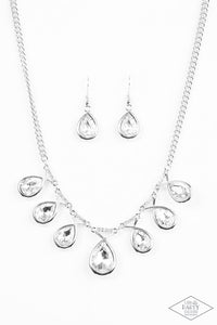 Love at Fierce Sight - Silver White Rhinestone Paparazzi Jewelry Necklace paparazzi accessories jewelry Necklaces