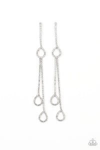 Paparazzi Jewelry & Accessories- Chance of REIGN -White Rhinestone Dangle Earrings. Bling By Titia