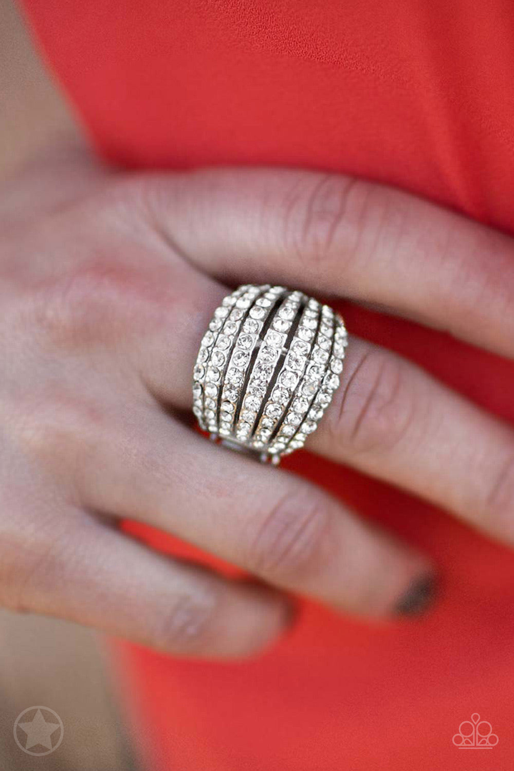Blinding Brilliance - White Rhinestone Blockbuster Paparazzi Jewelry Ring paparazzi accessories jewelry Ring