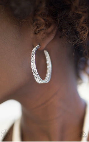 Glitzy By Association - White Rhinestones Paparazzi Jewelry Earrings paparazzi accessories jewelry Earrings. Bling By Titia