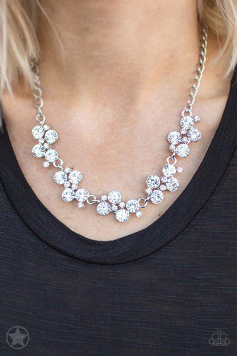 Hollywood Hills - White Rhinestone Blockbuster Paparazzi Jewelry Necklace paparazzi accessories jewelry Necklaces
