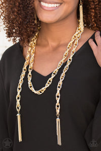 SCARFed For Attention - Gold Blockbuster Paparazzi Jewelry Necklace paparazzi accessories jewelry Necklaces