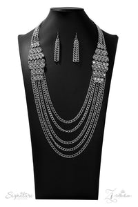 The Erika - Silver Hematite Rhinestones 2019 Signature Zi Collection Paparazzi Jewelry Necklace paparazzi accessories jewelry Necklaces