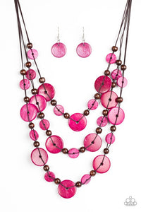 South beach Summer - Pink Wooden Bead PaparazziJewelry Necklace paparazzi accessories jewelry Necklaces