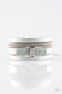 Glamor-azzi - Silver Leather Urban Paparazzi Jewelry Bracelet paparazzi accessories jewelry Bracelet