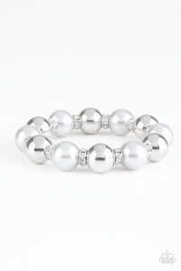 So Not Sorry - Silver Pearl and Rhinestone Paparazzi Jewelry Bracelet paparazzi accessories jewelry Bracelet