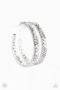 Glitzy By Association - White Rhinestones Paparazzi Jewelry Earrings paparazzi accessories jewelry Earrings. Bling By Titia