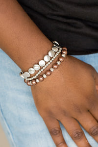 Girly Girl Glamour - Brown and Silver Bead Paparazzi Jewelry Bracelet paparazzi accessories jewelry Bracelet