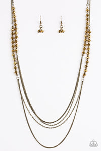Shimmer Showdown - Brass Paparazzi Jewelry Necklace paparazzi accessories jewelry Necklaces