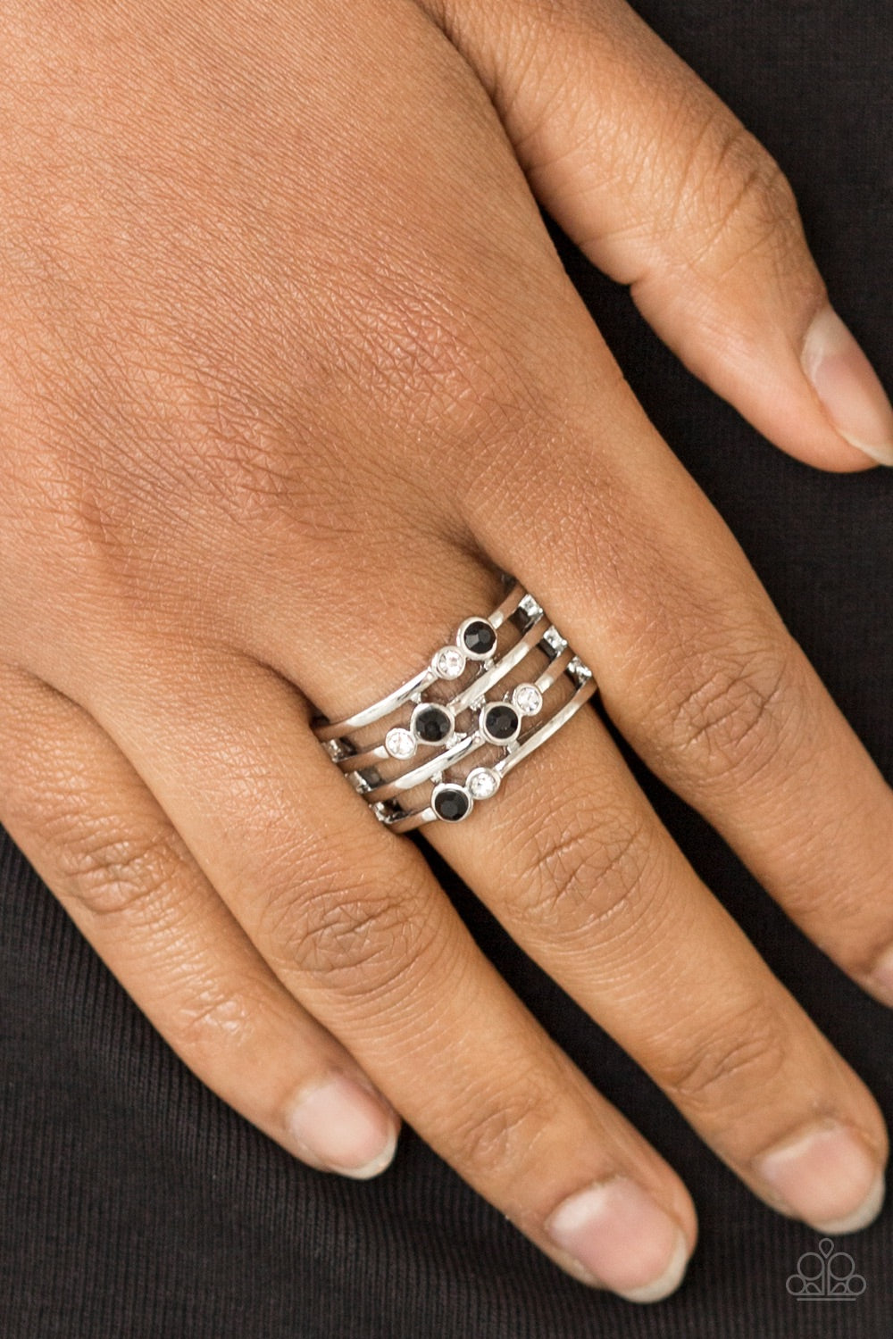 Sparkle Showdown - Black Rhinestone Paparazzi Jewelry Ring paparazzi accessories jewelry Ring