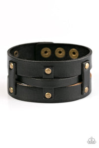 Shark Bait - Black Leather Snap Wrap Paparazzi Jewelry Bracelet paparazzi accessories jewelry Bracelet