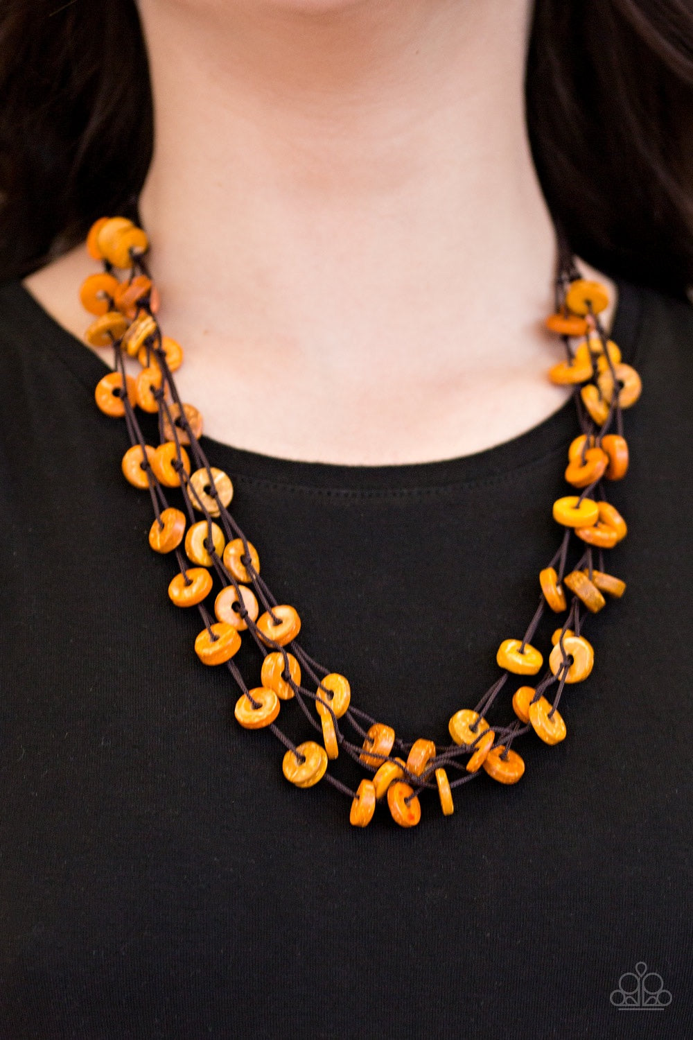 Hoppin Honolulu - Orange Wooden Bead Paparazzi Jewelry Necklace paparazzi accessories jewelry Necklaces