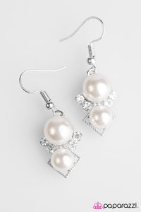 Mrs. Gatsby - White Pearl Paparazzi Jewelry Earrings paparazzi accessories jewelry Earrings