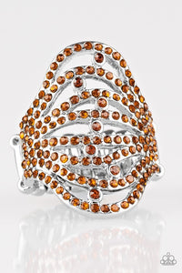 Stratospheric - Brown Rhinestone Paparazzi Jewelry Ring paparazzi accessories jewelry Ring,