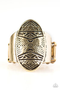 Tiki Tahiti - Brass Paparazzi Jewelry Ring paparazzi accessories jewelry Ring